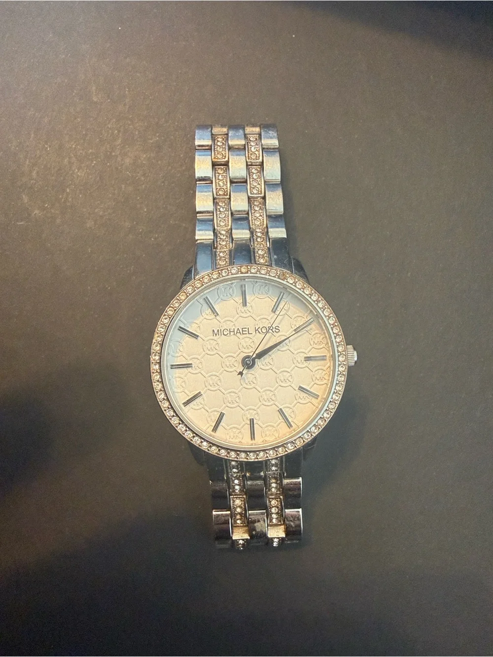 Michael Kors Women's Silver-Tone Crystal Accent Watch - Silver/White